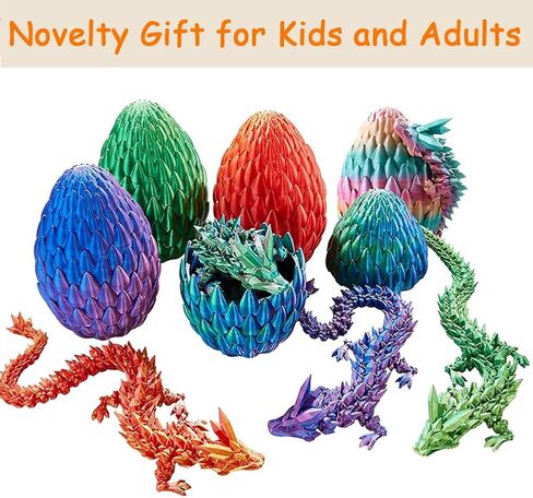 3D Printed Dragon Egg, Mystery Crystal Dragon Egg Fidget Toys Surprise, Easter Eggs Articulated Crystal Dragon Eggs with Dragon Inside (Laser Black and Red) in Saudi Arabia