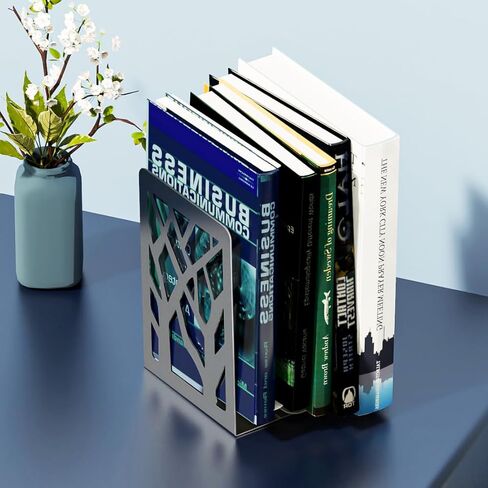 MaxGear Book Ends Tree Design Modern Bookends for Shelves, Non-Skid Bookend, Heavy Duty Metal Book Stopper for Books/DVDs, Decorative CD Holder & Video Game Organizer, 7 x 4.7 x 3.5", Black in Saudi Arabia