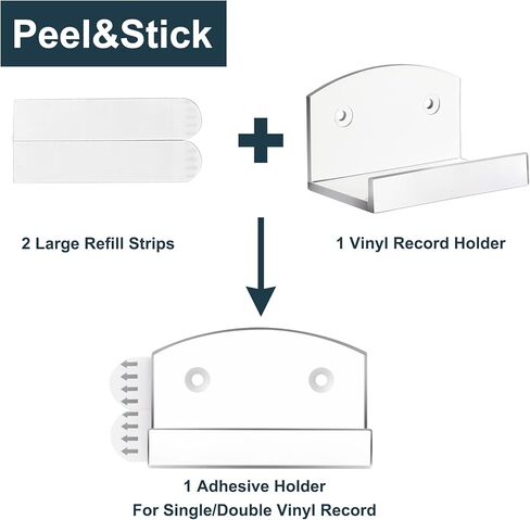6 حامل تسجيلات فينيل لاصق، حامل سجل ألبوم قوي على الحائط، رف عرض ألبوم فينيل بسيط لمجموعة الحائط في المكتب المنزلي - شفاف in Kuwait