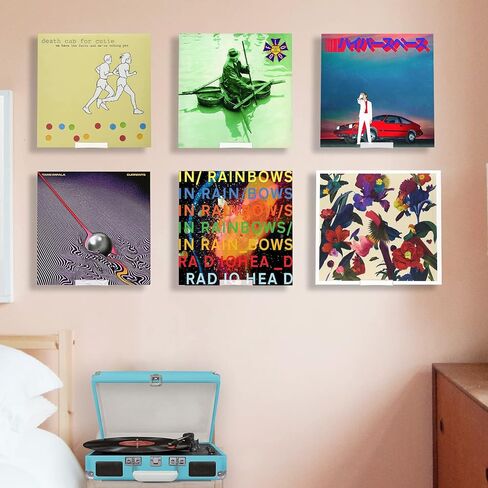 6 حامل تسجيلات فينيل لاصق، حامل سجل ألبوم قوي على الحائط، رف عرض ألبوم فينيل بسيط لمجموعة الحائط في المكتب المنزلي - شفاف in Kuwait