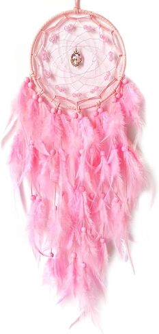 صائدات الأحلام، صائدات الأحلام الكبيرة للتعليق على الحائط، صائدات الأحلام من الريش الوردي لغرفة النوم والبالغين والأطفال والأولاد هدايا تزيين فنية جدارية in Kuwait