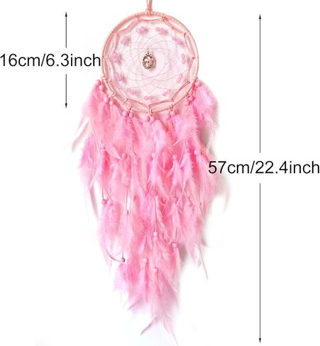 صائدات الأحلام، صائدات الأحلام الكبيرة للتعليق على الحائط، صائدات الأحلام من الريش الوردي لغرفة النوم والبالغين والأطفال والأولاد هدايا تزيين فنية جدارية in Kuwait