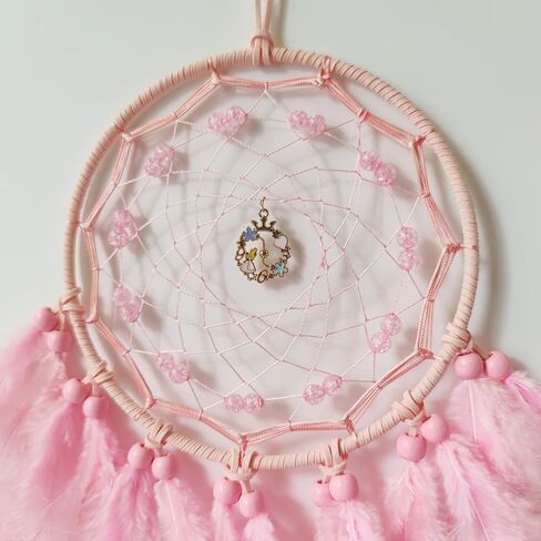 صائدات الأحلام، صائدات الأحلام الكبيرة للتعليق على الحائط، صائدات الأحلام من الريش الوردي لغرفة النوم والبالغين والأطفال والأولاد هدايا تزيين فنية جدارية in Kuwait