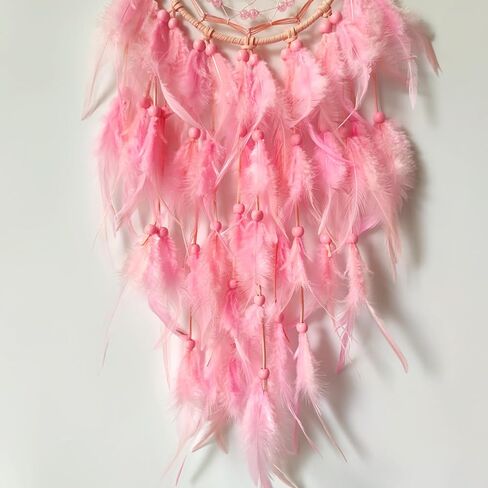 صائدات الأحلام، صائدات الأحلام الكبيرة للتعليق على الحائط، صائدات الأحلام من الريش الوردي لغرفة النوم والبالغين والأطفال والأولاد هدايا تزيين فنية جدارية in Kuwait