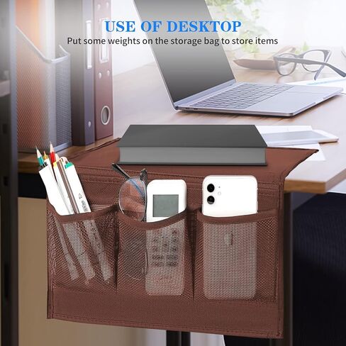 Bedside Caddy, Bedside Storage Organizer Pocket, Couch Caddy Table Organizer Under Mattress for Remote Control, Magazine, Tablet, Phone (Black) in Saudi Arabia
