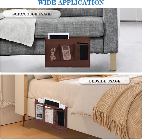 Bedside Caddy, Bedside Storage Organizer Pocket, Couch Caddy Table Organizer Under Mattress for Remote Control, Magazine, Tablet, Phone (Black) in Saudi Arabia