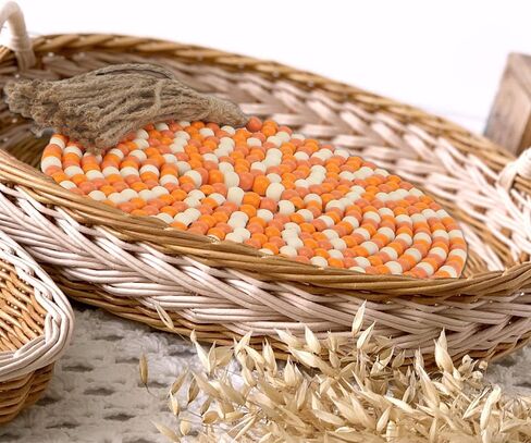 CVHOMEDECO. 16 Feet Wood Beads Garland with Tassels Farmhouse Rustic Wooden Decorative Bead String Wall Hanging Accent for Home Festival Decor. Orange in Saudi Arabia
