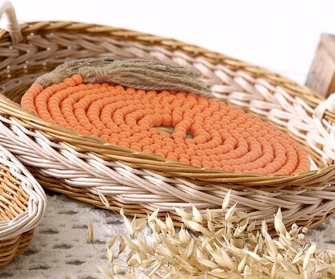 CVHOMEDECO. 16 Feet Wood Beads Garland with Tassels Farmhouse Rustic Wooden Decorative Bead String Wall Hanging Accent for Home Festival Decor. Orange in Kuwait