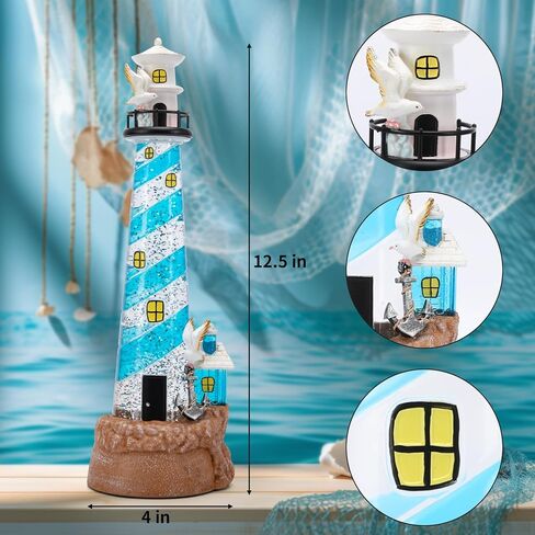 Lighthouse Decor Snow Globe Ocean Nautical Sparkly Glittering Lantern Figurine Decorations Lighthouse Themed Handmade Gifts for Bathroom Home Party Supplies Top Centerpiece in Kuwait
