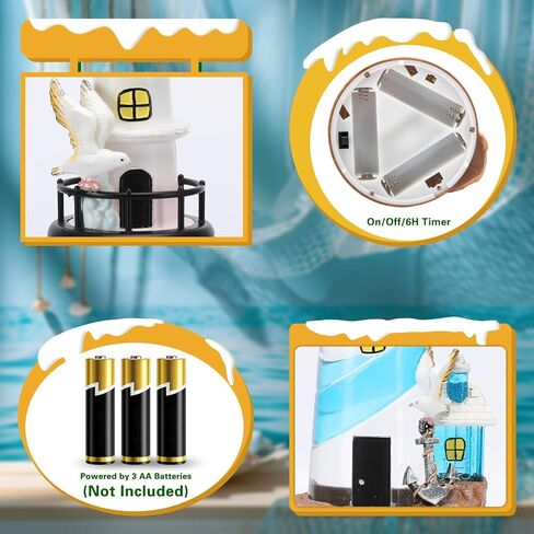 Lighthouse Decor Snow Globe Ocean Nautical Sparkly Glittering Lantern Figurine Decorations Lighthouse Themed Handmade Gifts for Bathroom Home Party Supplies Top Centerpiece in Kuwait