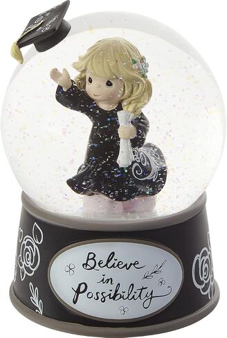 Precious Moments Graduation Musical Snowglobe | Believe in Possibility Resin/Glass Musical Snow Globe | Plays Pomp and Circumstance | Girl Graduate Gift | Graduation Gift in Saudi Arabia