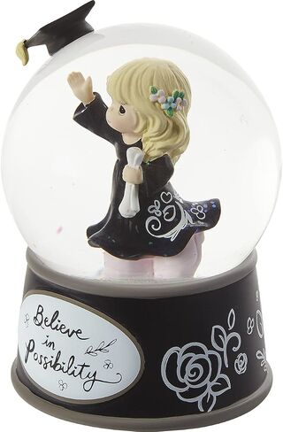 Precious Moments Graduation Musical Snowglobe | Believe in Possibility Resin/Glass Musical Snow Globe | Plays Pomp and Circumstance | Girl Graduate Gift | Graduation Gift in Saudi Arabia