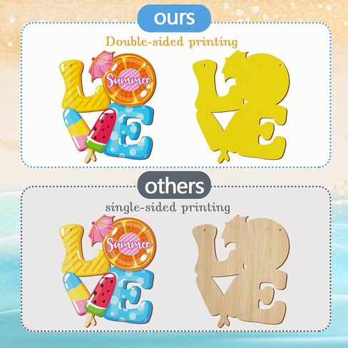 2 Pieces Ice Cream Sandbeach Hanging Sign Happy Summer Wood Sign Sweet Summer Wood Ornaments Summer Welcome Sign Door Wood Hanging Sign for Summer Holiday Party Home Door Wall Window Decor (Ice Cream) in Saudi Arabia