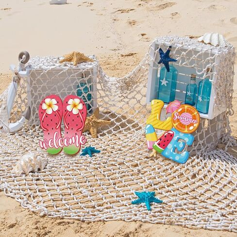2 Pieces Ice Cream Sandbeach Hanging Sign Happy Summer Wood Sign Sweet Summer Wood Ornaments Summer Welcome Sign Door Wood Hanging Sign for Summer Holiday Party Home Door Wall Window Decor (Ice Cream) in Saudi Arabia