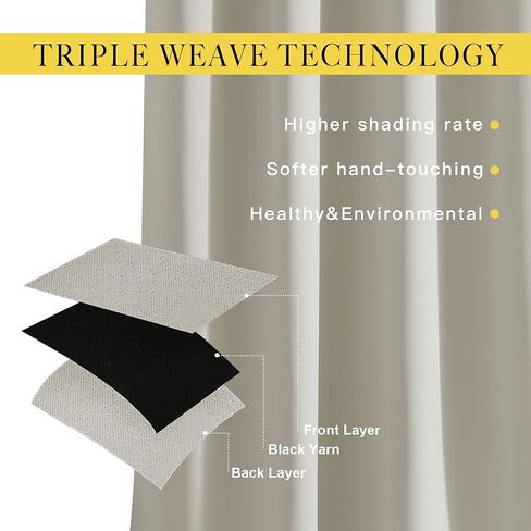 NICETOWN Room Darkening Curtains for Bedroom, Window Treatment Thermal Insulated Solid Grommet Window Treatments Sound Reducing for Living Room, Natural, Set of 2, W52 x L90 in Kuwait