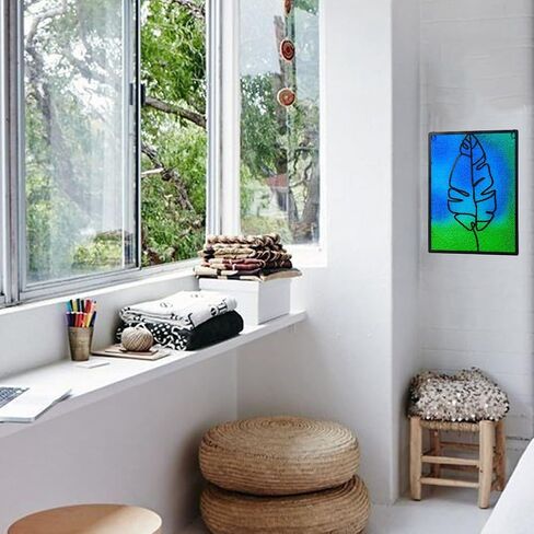 11" Round Cat Stained Glass Window Hanging Handmade Sun Catcher with Metal Frame Wall Art Stained Glass Suncatcher Panels for Window Wall Hanging Decor in Kuwait