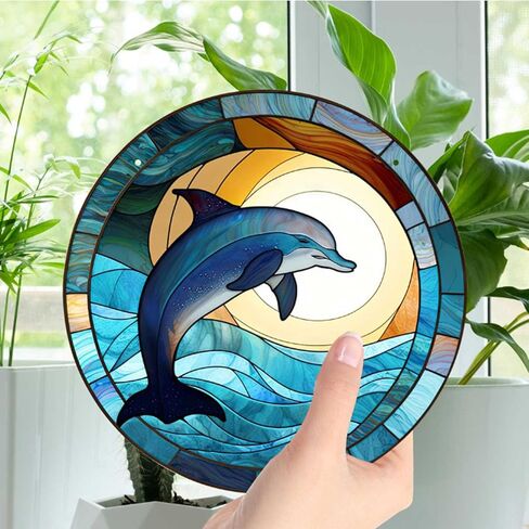 11.8'' Dragonfly Acrylic Window Hangings, Valley Stained Acrylic Decor Nature Scenery Stained Acrylic Art Wall Decoration Gift for Home Office Housewarming (Dragonfly) in Kuwait