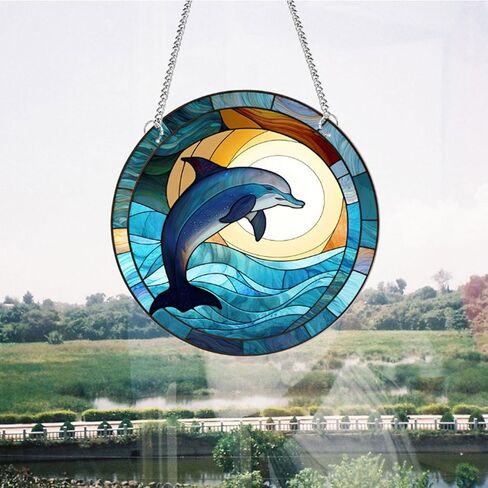 11.8'' Dragonfly Acrylic Window Hangings, Valley Stained Acrylic Decor Nature Scenery Stained Acrylic Art Wall Decoration Gift for Home Office Housewarming (Dragonfly) in Kuwait