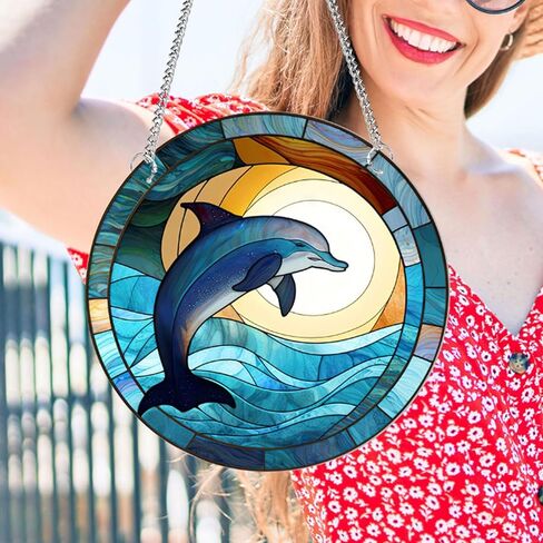 11.8'' Dragonfly Acrylic Window Hangings, Valley Stained Acrylic Decor Nature Scenery Stained Acrylic Art Wall Decoration Gift for Home Office Housewarming (Dragonfly) in Kuwait