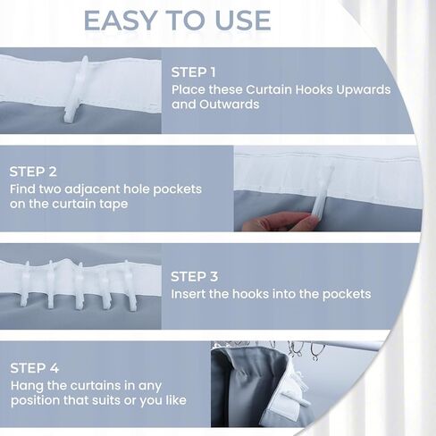 100 PCS Plastic Curtain Hooks, Adjustable Pinch Pleat Hooks, Ratchet System Pinch Pleat Curtain Hooks Pinch Pleated Curtain Drapery Pin Hook (85mm Plastic Adjust Hook) in Saudi Arabia