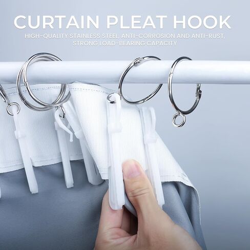 100 PCS Plastic Curtain Hooks, Adjustable Pinch Pleat Hooks, Ratchet System Pinch Pleat Curtain Hooks Pinch Pleated Curtain Drapery Pin Hook (85mm Plastic Adjust Hook) in Saudi Arabia