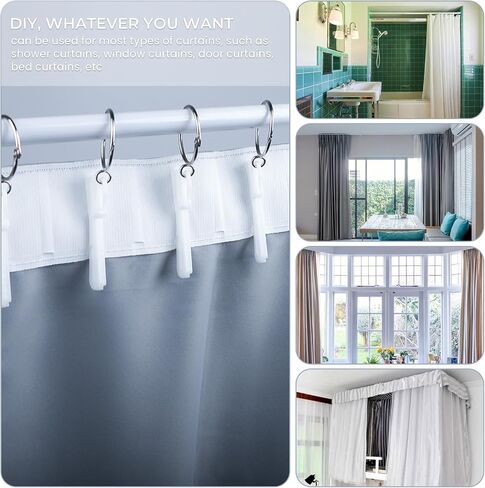 100 PCS Plastic Curtain Hooks, Adjustable Pinch Pleat Hooks, Ratchet System Pinch Pleat Curtain Hooks Pinch Pleated Curtain Drapery Pin Hook (85mm Plastic Adjust Hook) in Saudi Arabia