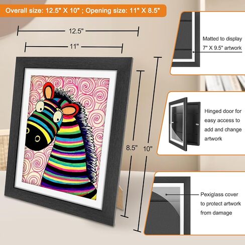 2 Pack Kids Artwork Frame Changeable, 8.5x11 Picture Frame with Mat, Front Opening Art Frame for Kids Art Display & Storage, Gifts for Girls & Boys, White in Saudi Arabia