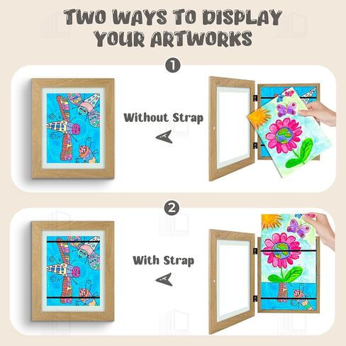 Frametory، إطارات عمل فنية للأطفال قابلة للتغيير، إطارات فنية للأطفال مقاس 8.5x11 تعرض فتحة أمامية للأطفال للمشاريع الفنية للأطفال والحرف المدرسية، معلقة على الحائط أفقيًا وعموديًا إكرو (عبوتان) in Kuwait