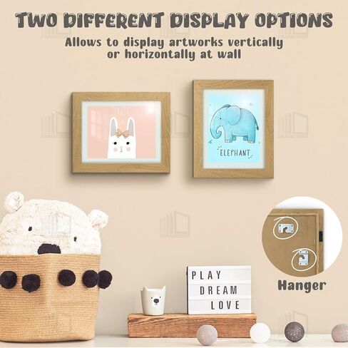 Frametory، إطارات عمل فنية للأطفال قابلة للتغيير، إطارات فنية للأطفال مقاس 8.5x11 تعرض فتحة أمامية للأطفال للمشاريع الفنية للأطفال والحرف المدرسية، معلقة على الحائط أفقيًا وعموديًا إكرو (عبوتان) in Kuwait