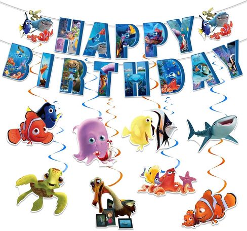 ابحث عن زينة عيد ميلاد نيمو، ابحث عن لافتة عيد ميلاد سعيد نيمو، الدوامات المعلقة من أجل لوازم حفلات البحث عن نيمو in Kuwait