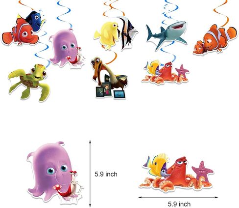 ابحث عن زينة عيد ميلاد نيمو، ابحث عن لافتة عيد ميلاد سعيد نيمو، الدوامات المعلقة من أجل لوازم حفلات البحث عن نيمو in Kuwait