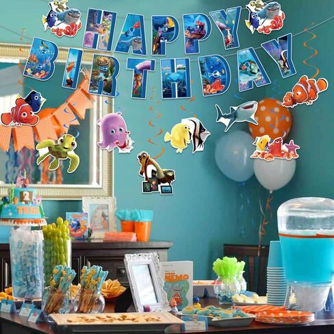 ابحث عن زينة عيد ميلاد نيمو، ابحث عن لافتة عيد ميلاد سعيد نيمو، الدوامات المعلقة من أجل لوازم حفلات البحث عن نيمو in Kuwait