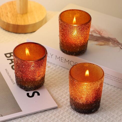 Tealight Glass Votive Candle Holders - 12 PCS Handmade Tea Light Holder Set, Ideal Candle Jars for Home Decor, Table Centerpieces, Wedding Decor and Dinner Party (Red, Granule) in Saudi Arabia