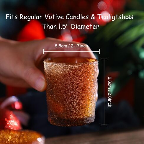 Tealight Glass Votive Candle Holders - 12 PCS Handmade Tea Light Holder Set, Ideal Candle Jars for Home Decor, Table Centerpieces, Wedding Decor and Dinner Party (Red, Granule) in Saudi Arabia