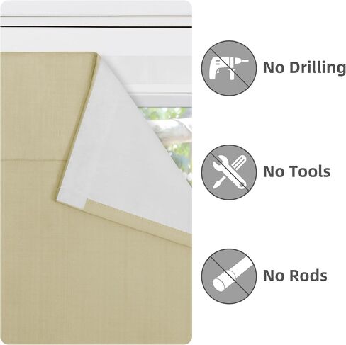 Easy-Going 100% Blackout Door Curtains, Linen Look French Door Blind Window Covering, Thermal Insulated Privacy Tie Up Front Door Curtains for Glass Door, 1 Panel, 26x68 inch, Natural in Saudi Arabia
