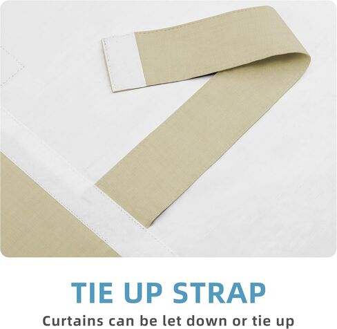 Easy-Going 100% Blackout Door Curtains, Linen Look French Door Blind Window Covering, Thermal Insulated Privacy Tie Up Front Door Curtains for Glass Door, 1 Panel, 26x68 inch, Natural in Saudi Arabia