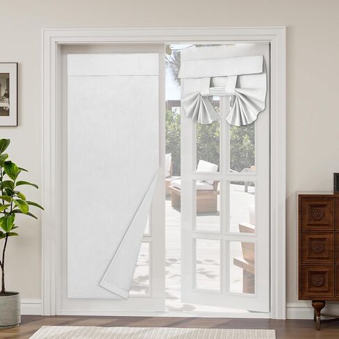 Easy-Going 100% Blackout Door Curtains, Linen Look French Door Blind Window Covering, Thermal Insulated Privacy Tie Up Front Door Curtains for Glass Door, 1 Panel, 26x68 inch, Natural in Saudi Arabia