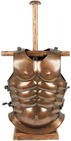 AnNafi® Handmade Armor Breastplate & Helmet Wooden Display Stand| Medieval Costumes Spaulders and Gorgets| Medieval Armour Lorica Segmentata Helmet Wooden Stand | in Saudi Arabia