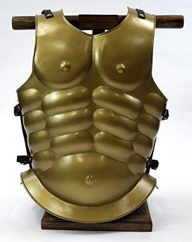 AnNafi® Handmade Armor Breastplate & Helmet Wooden Display Stand| Medieval Costumes Spaulders and Gorgets| Medieval Armour Lorica Segmentata Helmet Wooden Stand | in Saudi Arabia