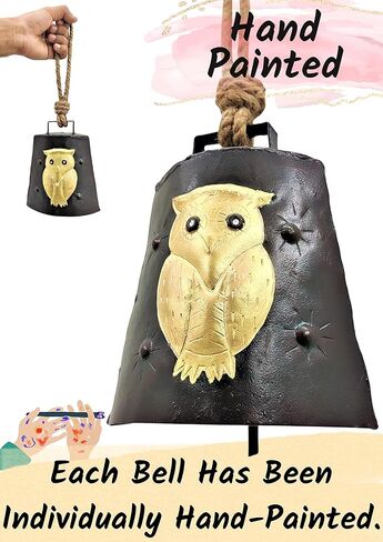 HIGHBIX بومة عيد الميلاد معلقة هارموني معدنية مرسومة يدويًا جرس ديكور احتفالي على حبل in Kuwait