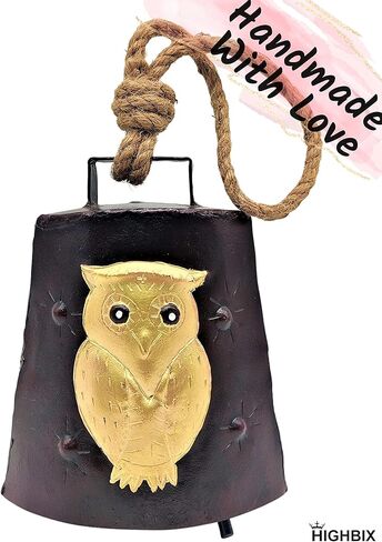 HIGHBIX بومة عيد الميلاد معلقة هارموني معدنية مرسومة يدويًا جرس ديكور احتفالي على حبل in Kuwait