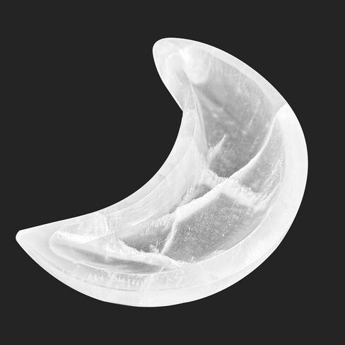White Selenite Charging Bowl - Selenite Bowl Moon Shape Moroccan, Selenite Crystals Holder for Cleansing, Charging, Smudging, Healing, Decoration in Saudi Arabia