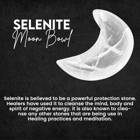 White Selenite Charging Bowl - Selenite Bowl Moon Shape Moroccan, Selenite Crystals Holder for Cleansing, Charging, Smudging, Healing, Decoration in Saudi Arabia