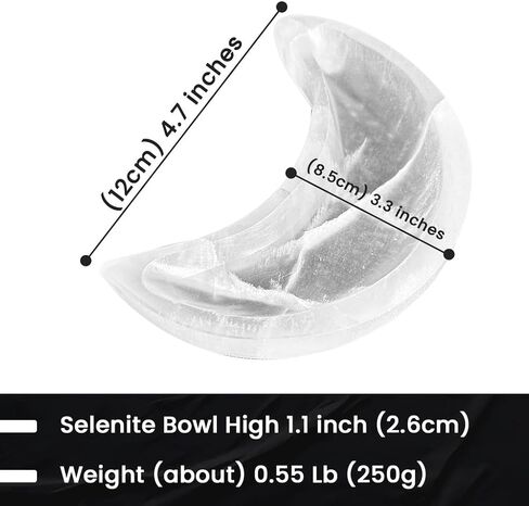 White Selenite Charging Bowl - Selenite Bowl Moon Shape Moroccan, Selenite Crystals Holder for Cleansing, Charging, Smudging, Healing, Decoration in Saudi Arabia