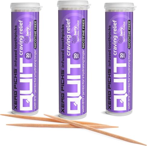 Xero Picks أعواد أسنان مملوءة بالنكهات للمساعدة في الإقلاع عن التدخين - خالية من النيكوتين (شاي تشاي، 3 عبوات) in Kuwait