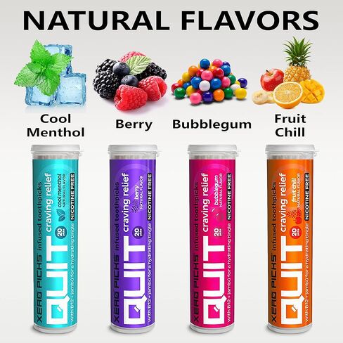 Xero Picks أعواد أسنان مملوءة بالنكهات للمساعدة في الإقلاع عن التدخين - خالية من النيكوتين (شاي تشاي، 3 عبوات) in Kuwait