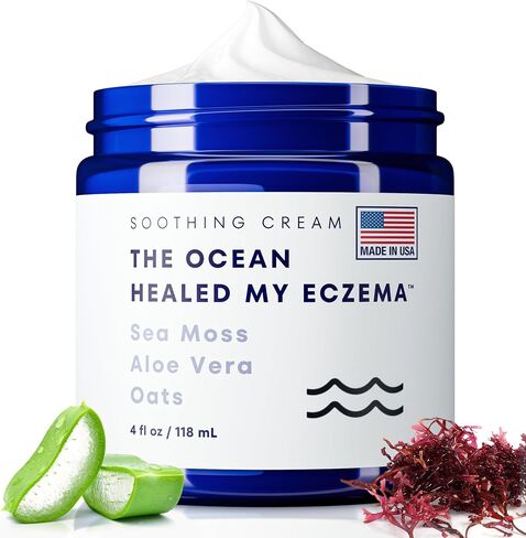 Natural Soothing Cream - Sea Moss Colloidal Oats - for Eczema Psoriasis Prone Skin - Minerals from The Sea - for Sensitive Skin - Hydrating Eczema Cream for Dry Skin (4 Oz) in Saudi Arabia