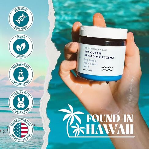 Natural Soothing Cream - Sea Moss Colloidal Oats - for Eczema Psoriasis Prone Skin - Minerals from The Sea - for Sensitive Skin - Hydrating Eczema Cream for Dry Skin (4 Oz) in Saudi Arabia
