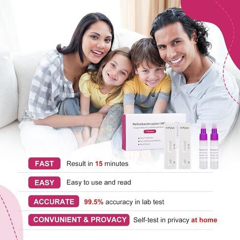 (Pack of 2) H.Pylori Stool Test Kits，at-Home Helicobacter Pylori Test kit eliminates The Need for appointments or Trips to Labs and clinics, Provides Accurate Results in 10-15 Minutes in Saudi Arabia