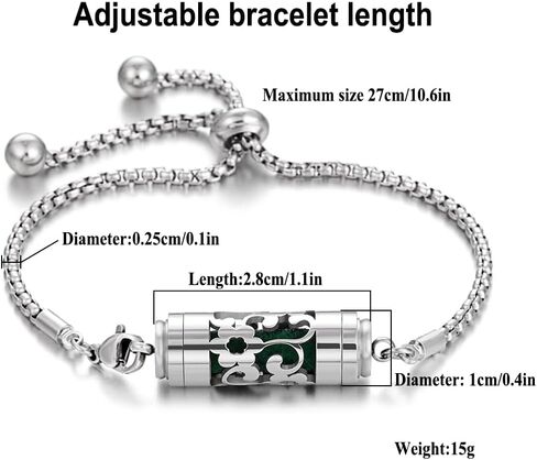 سوار موزع الزيوت العطرية من جين سمايل: قلادة أنيقة من الفولاذ المقاوم للصدأ، تطلق العنان لقوة العلاج العطري، مجموعة هدايا فريدة، XL105-1 in Kuwait